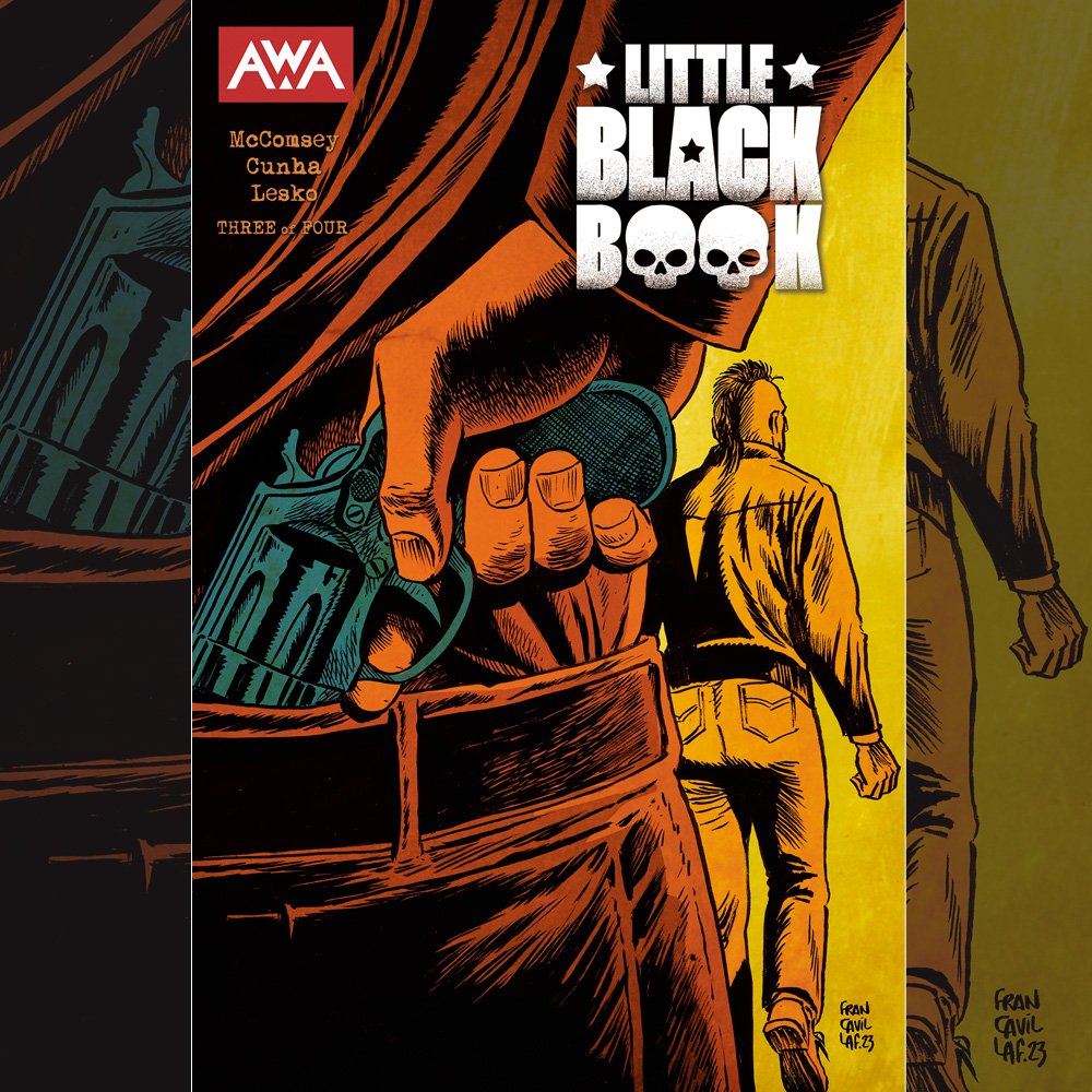 ON SALE #NCBD 5/8 LITTLE BLACK BOOK #3 Writer: @Jeff_Mccomsey Artist: Felipe Cunha Colorist: @Marco_Lesko Letterer: Steve Wands Covers: @f_francavilla (Cover A), @marco949 (Cover B), @cfergie1972 & Felipe Cunha (Cover C). (1/2)