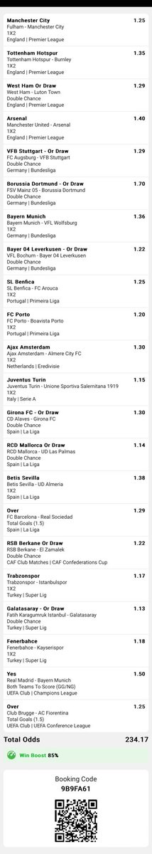 I call this one “Wo maame Tw3” odds Right now every insult i go receive in DM I go take name the next slip 234 odds Ends sunday Betway code: 9B9FA61