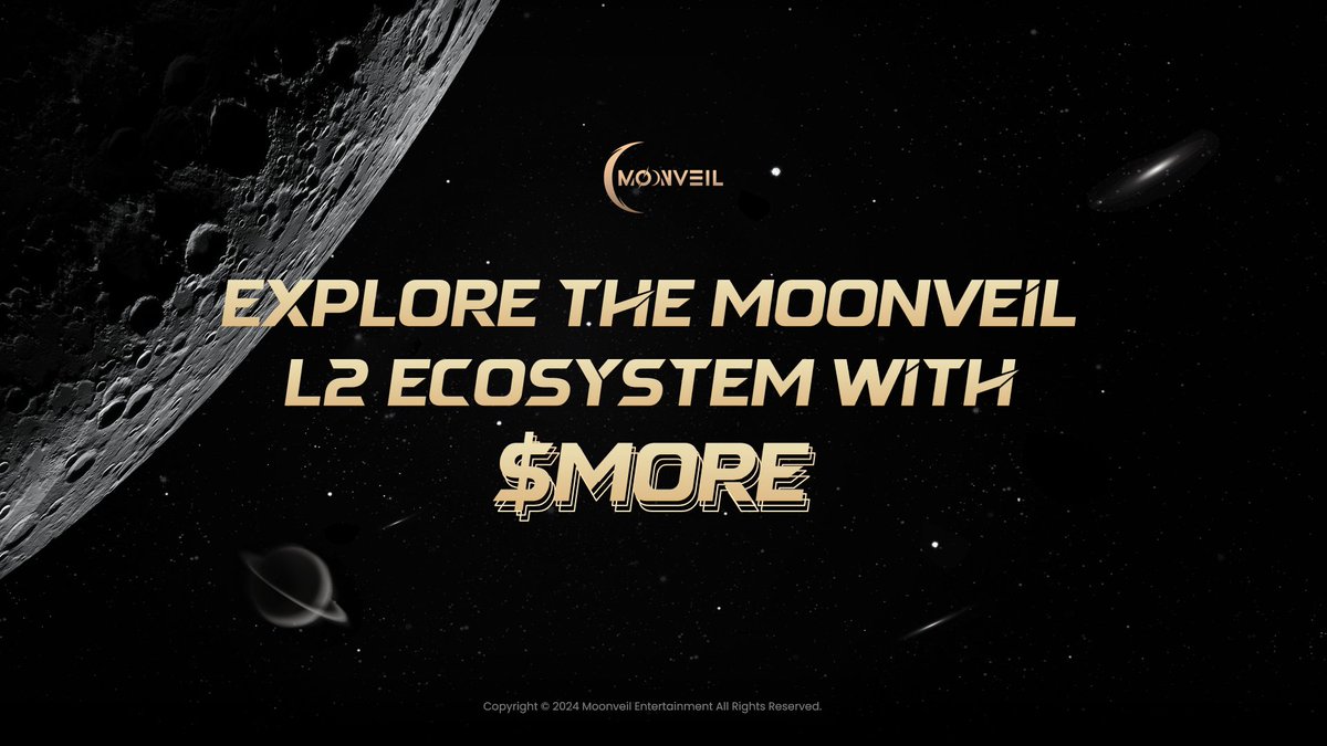 The Moonveil L2 starts with $MORE 🌘 Join our diverse player network and multi-game metrics ecosystem, built on Moonveil L2. Explore the vibrant gaming landscape with AstrArk, Bushwhack, and many more exciting games! Get ready for the future of gaming and unlock endless