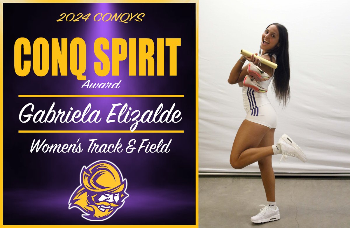 GoConqs's tweet photo. 🏆CONQY AWARDS🏆

CONQY for CONQ Spirit Award - given to a student-athlete who has shown great spirit &amp; support for Conquistador athletics and exemplifies great character

👟Gabriela Elizalde (Track &amp; Field) @DehoyosGaby #GoConqs https://t.co/tGZuXDLIuP