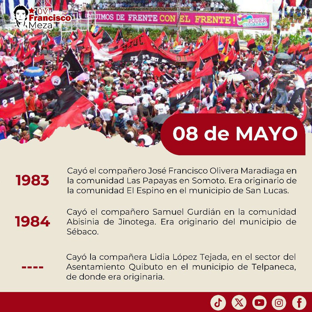 #Nicaragua Efemérides de la Revolución Popular Sandinista. #4519LaPatriaLaRevolución #SomosUNAN #ManaguaSandinista seguimos #EnDefensaDelFSLN ✌️🔴⚫✊