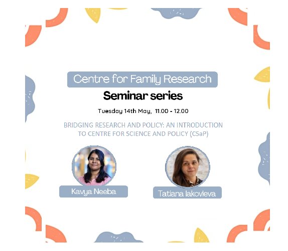 🗣️ Join us in-person or online on Tuesday 14th May at 11am, when @sjblakemore will host Kavya Neeba & Tatiana Iakovleva from @CSciPol, for the CFR Seminar Series. Sign up: bit.ly/4djuCGt #CFRSeminars