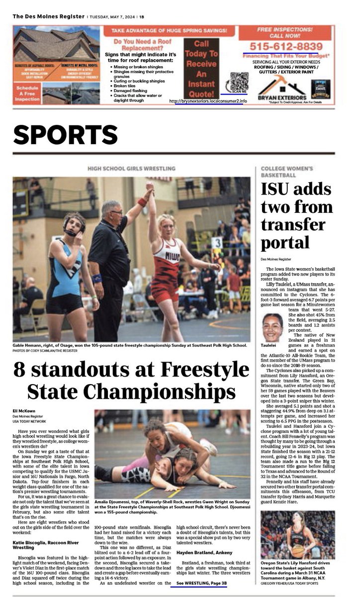 Emckown23's tweet photo. Wrestling headlining the sports section in May?

Wrestling headlining the sports section in May 🤝 https://t.co/czxUSKViyC