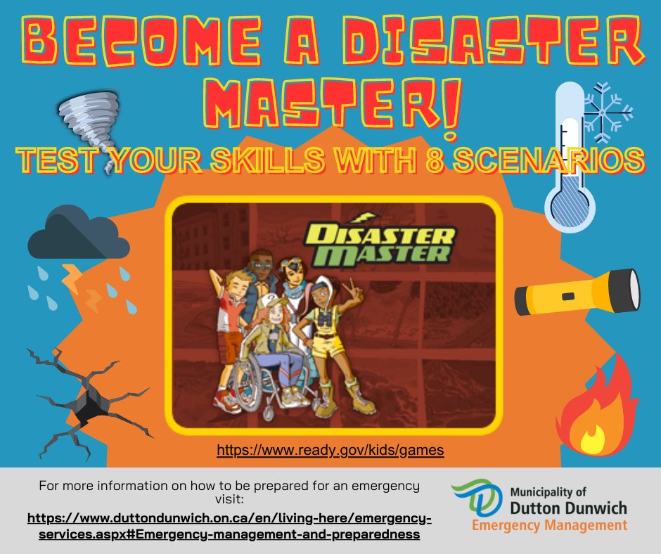Think you have what it takes to be a Disaster Master?
Test your skills through 8 different emergency scenarios. Visit ready.gov/kids/games
#duttondunwich #EPWeek2024 #DisasterMaster