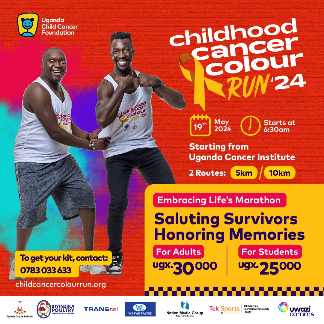Saluting Survivors, honoring Memories. It's the Childhood Cancer Run on May 19th 2024. @UgandaCancerIns @idringp @UCCF_Official @DailyMonitor @ntvuganda @MinofHealthUG @GertrudeNakigu1 @GCICUganda @JacksonOrem @WilliamBazeyo
