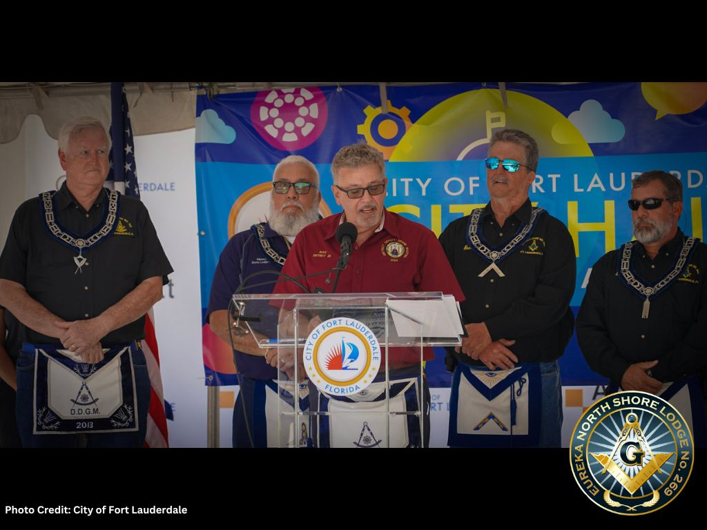 Eureka269's tweet photo. It was a historic day at Fort Lauderdale City Hall @FTLCityNews! We joined city officials &amp; the community for a ceremonial demolition and unveiled a time capsule from 1968 laid by the Grand Lodge of Florida. Thank you, @DeanTrantalis and all City Commissioners and officials 🤝. https://t.co/zRraYhOlyt