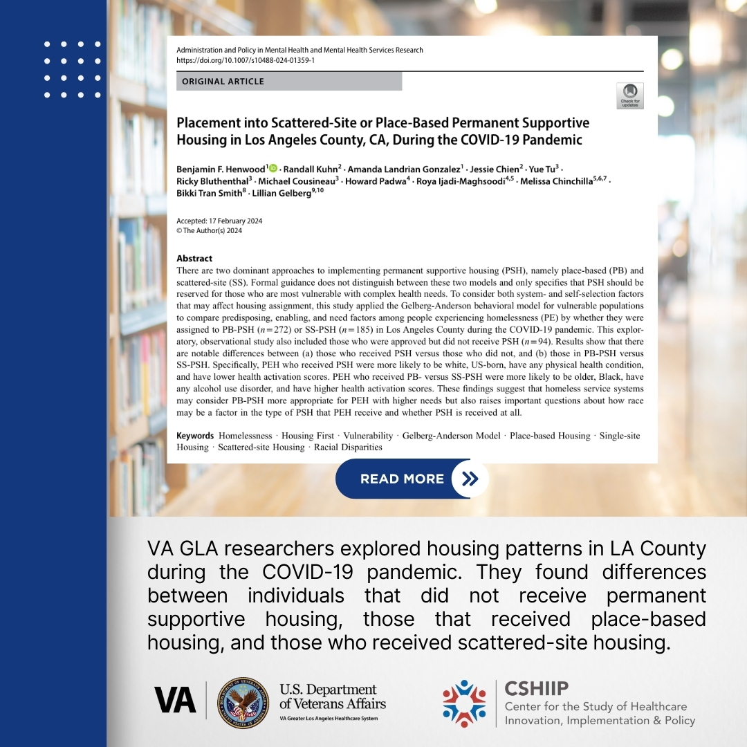 VA GLA researchers explored housing patterns in LA County during the COVID-19 pandemic. 

#VAResearch #Veterans #VAResearch_LA #VA_CSHIIP #homelessness #healthequity