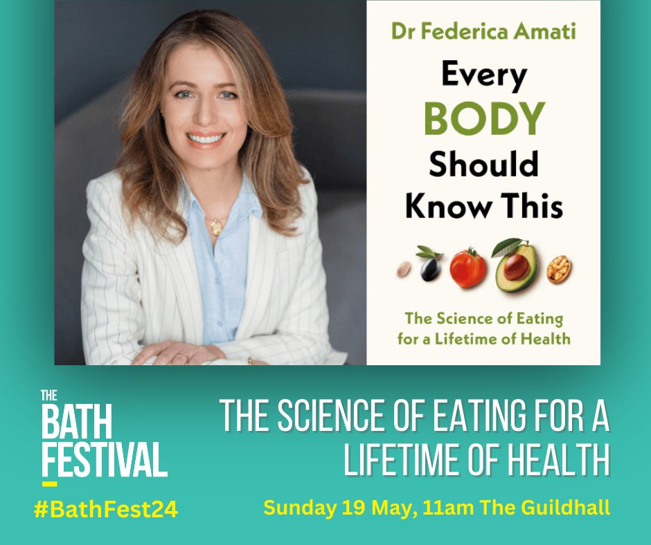 Don't miss instant Sunday Times bestselling author @DrFedeAmati talking all about The Science of Eating for a Lifetime of Health @Bathfestivals on Sunday 19th May. #BathFest24 Get your tickets here: bathfestivals.org.uk/the-bath-festi…