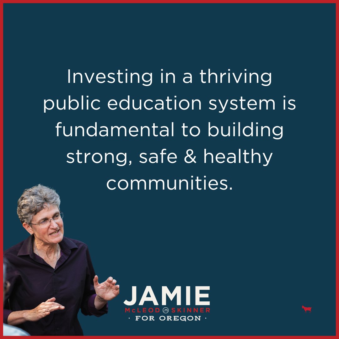 Investing in a thriving public education system in fundamental to building strong, safe & healthy communities.

#OR05 #JamieForOregon