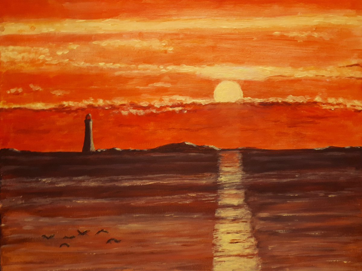 Another lovely painting from Ken Bell Art - a dawn scene over Carlingford Lough, inspired by a photo posted on our page. Ken used a little artistic licence to include some rocks at the base of the Haulbowline lighthouse.