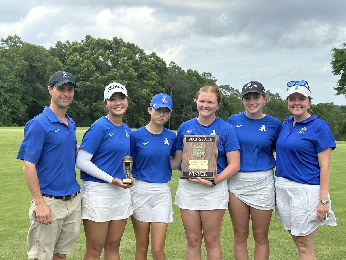 STATE BOUND🎉⛳️: The Auburn High School Girls Golf team advanced to the State Tournament in Florence next week! • The team won Sub-State in Mobile yesterday with a score of 240. • Congrats to Kate Ha for being low medalists for 7A South with a score of 73! Go Tigers!