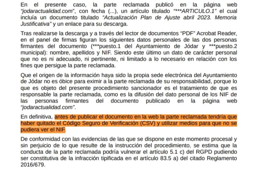 caty_pou's tweet image. 📌 PS 99/2024, 16.04
#PDF #CSV #NIF
💥 Infracción art. 5.1.c) RGPD
✅ 300€ 😲😣 (180€ por pago voluntario) ⤵️
aepd.es/documento/ps-0…