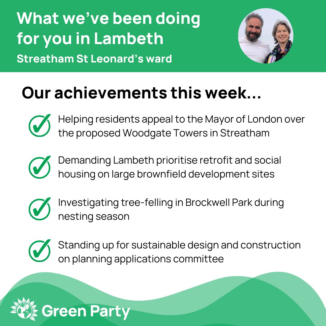 Here are some of <a href="/Lambethgp/">Lambeth Green Party</a> councillors achievements this week..