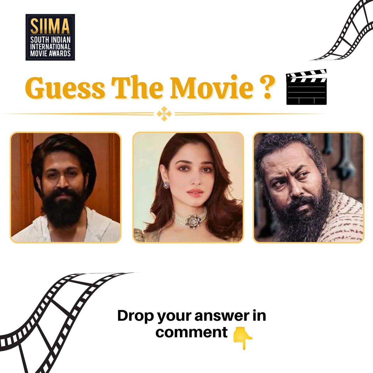 Can you identify the movie name? 🎬🎞️
Drop your answer! 

#guessthemovie #contest #mollywood #tollywood #kollywood #filmindustry #siima #yash #tamana #garud