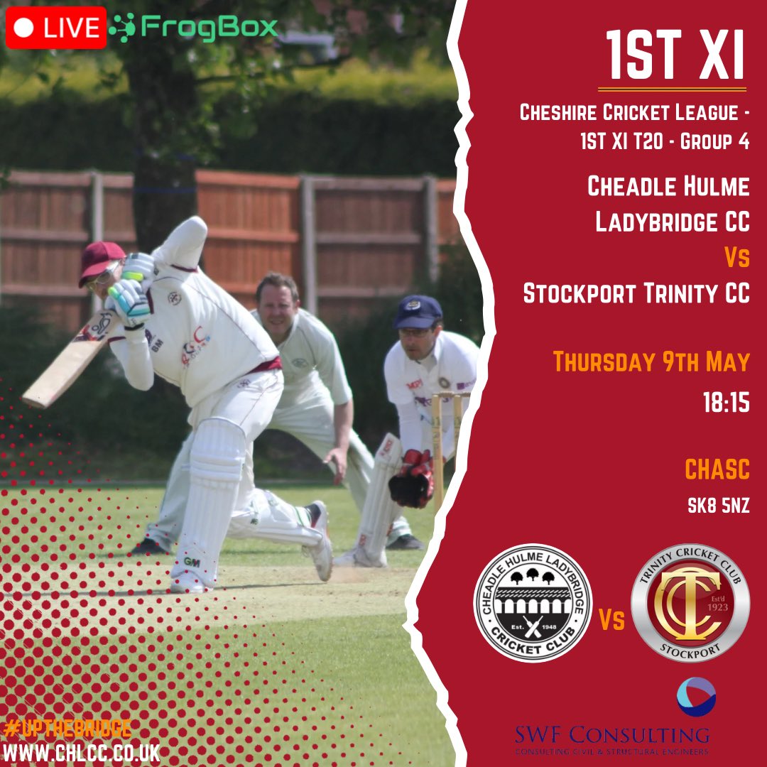 CHLadybridge's tweet photo. 🏏 T20 CUP GAME 🏏

1st XI are at home to @Trinity_Cricket in tomorrow night’s T20 Cup game! 🐸📦

Great to get back out there! 
Should be a cracker of an evening, why not come and show your support✌️😎

#upthebridge #bridgearmy https://t.co/a0YoE0sPvA