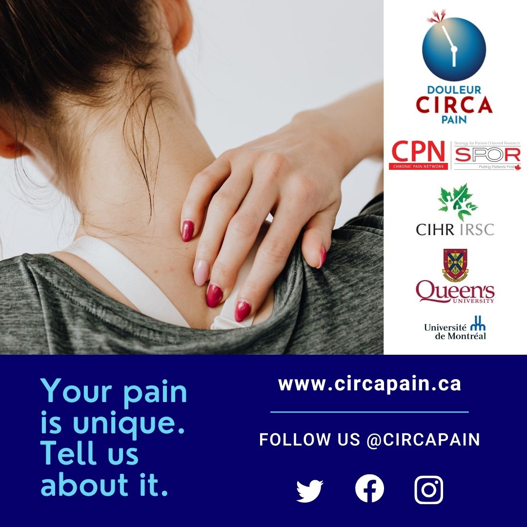 We have just launched a new and expanded version of CircaPain: open to all adults living in Canada with persistent pain.

If you have taken part in CircaPain in the past, you are still eligible to participate in this new version!

Participate here: circapain.ca/participate/