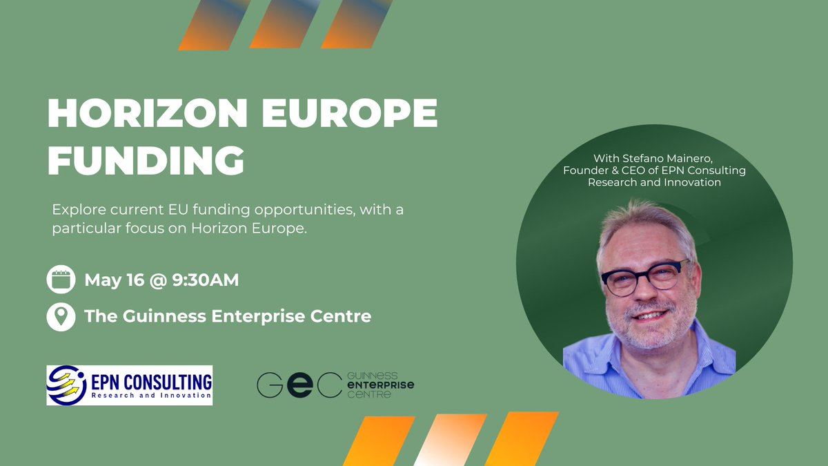 Join us and @EPNConsResearch for Horizon Europe Funding - an info session that will give an overview of the Current EU Funding Opportunities with special attention to Horizon Europe! 📅 Thursday, May 16 ⏱️9:30-11AM 🎟️eventbrite.ie/e/horizon-euro… #IrishBusiness #Dublin