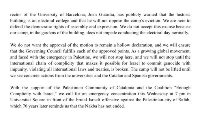 🚨🚨HISTORIC WIN🚨🚨 📣🇵🇸UNIVERSITY OF BARCELONA PASSES MOTION TO CUT TIES WITH ISRAEL📣🇵🇸