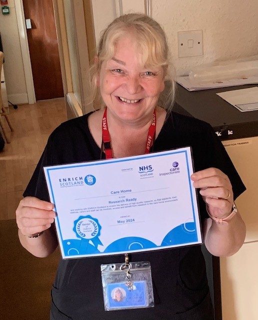 Our CSO Maureen has been down in Ayrshire & Arran this week and has signed up Thistleknowe Care Home in Beith to join ENRICH Scotland. A huge welcome 👏🥳 Pictured below is Manager Ann Cassidy receiving her certificate 👇