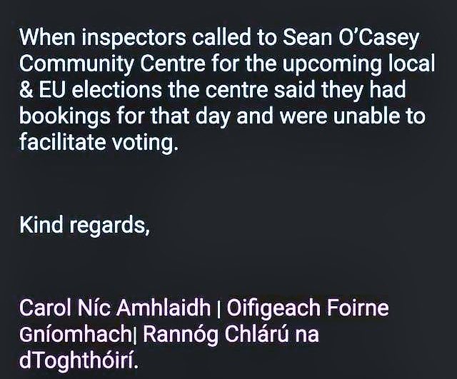 Very best of luck Tom. We currently have a problem in East Wall whereby the Sean O’Casey Community said they would not, facilitate the polling station. We are left to vote at the school which is completely inaccessible. No parking and a long walk to the booths. ABLEISM!