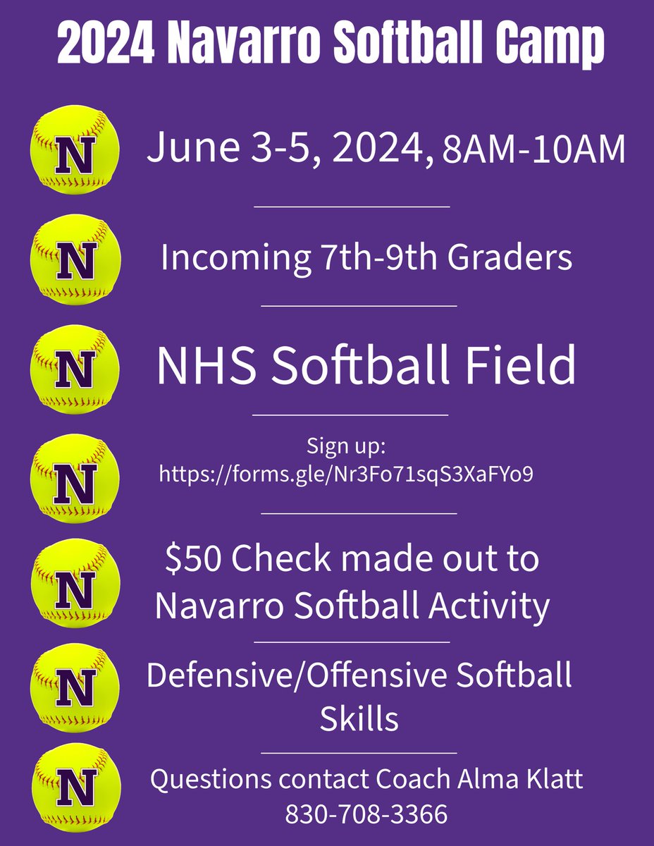 🚨summer softball 🥎 camp ‼️ Sign up today! forms.gle/PqZiMECJkvfNoE…