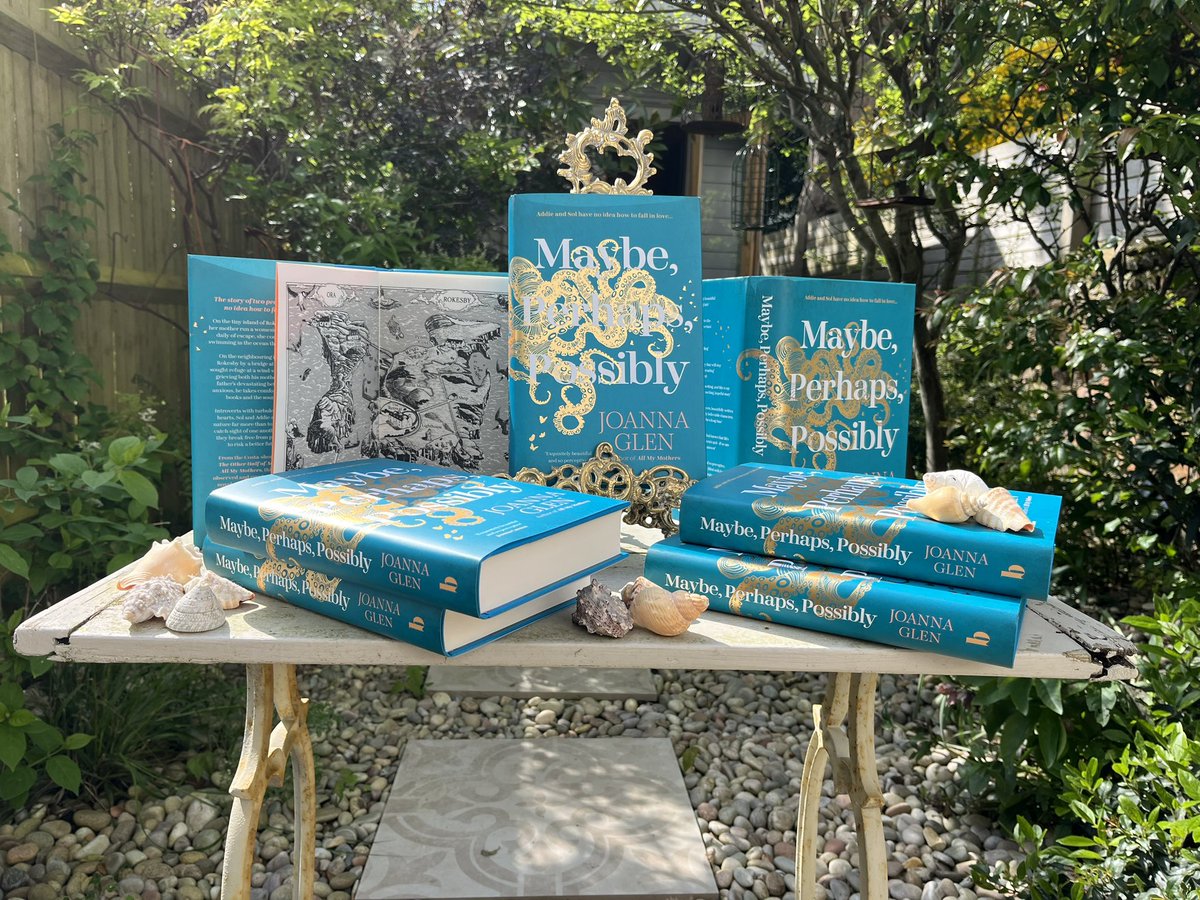 They’re here! #MaybePerhapsPossibly My unorthodox love story. Out 20 June. Please pre-order if you’d like to. Too self-conscious for an unboxing video so I made a shrine to Addie and Sol. Thank you @BoroughPress for this stunning cover. 💙🐚🐙