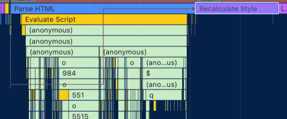ok hold up how long has this been there without me noticing chrome drawing a red line between style recalc and the method that triggered it in their flame charts