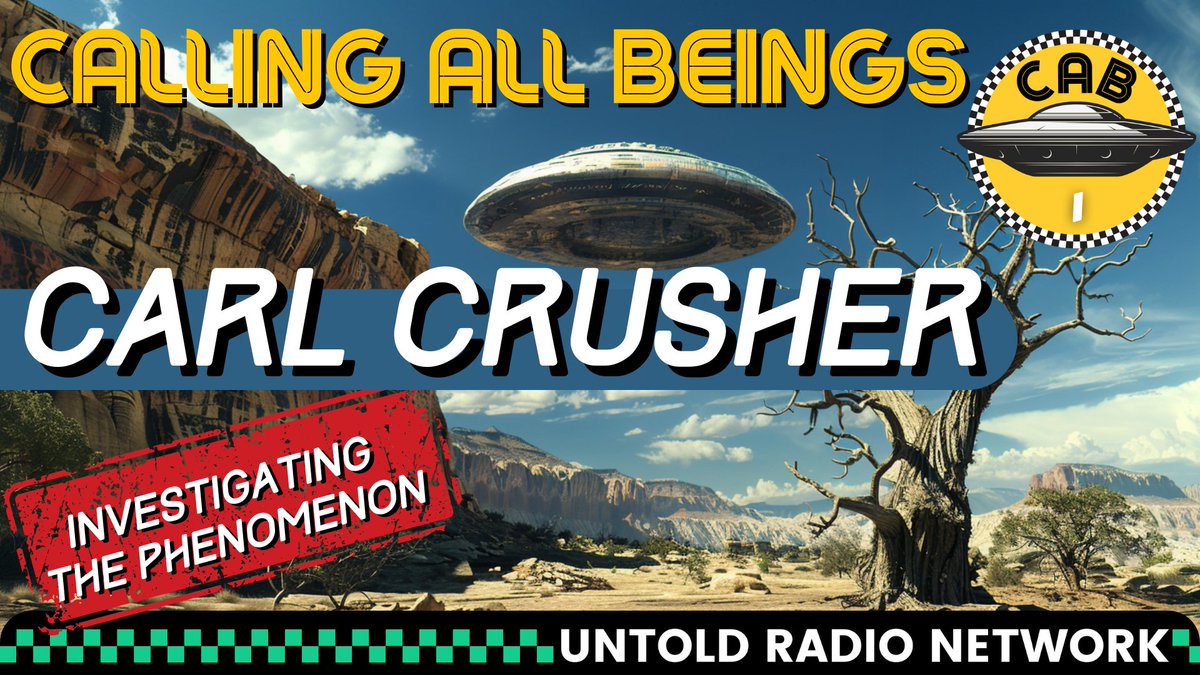 🛸THURSDAY - CARL CRUSHER🛸 5p / 7c / 8e LIVE DEBUT on @UntoldNetwork hosting the one & only @Carl_Vibe digging into his field research & findings. Join DJ, Nathan, Deb, & Courtney for the show! youtube.com/live/SMCMMhdzx…