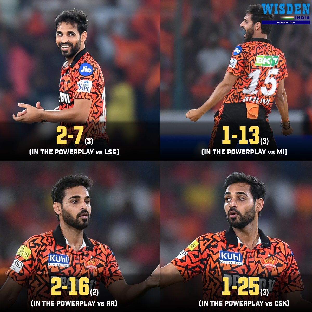 6⃣ Wickets in 1⃣1⃣ powerplay overs in the last four games.

Bhuvneshwar Kumar with the new ball hits different 🔥

#BhuvneshwarKumar #SRH #IPL2024 #Cricket #SRHvsLSG