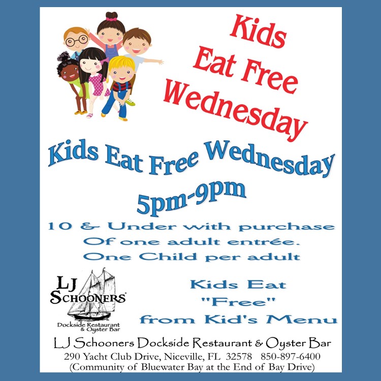 LjOyster's tweet image. Wednesday at LJ Schooners Dockside Restaurant Kids Eat Free 5p-9p (w/ Purchase of Adult Entree)
Sailboat Races - Shenanigans &amp;amp; GREAT Competitions!  6p Race Start
Captains &amp;amp; Crew gather early to strategize!  #sailingfun #kidseatfreeniceville #bbsc