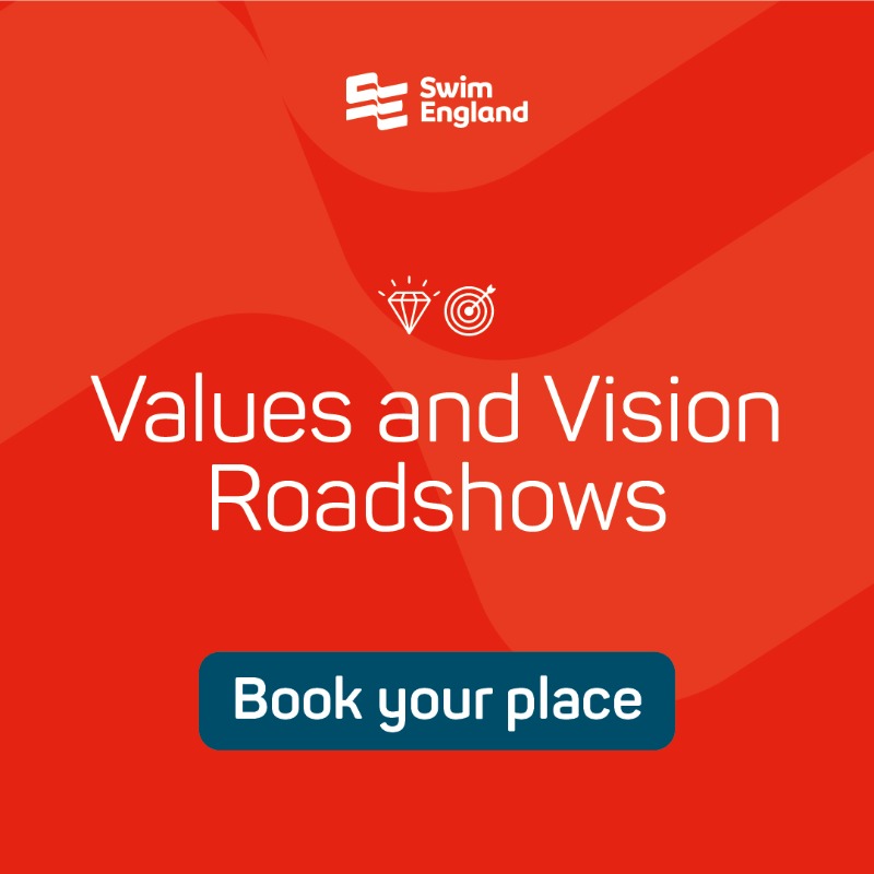 Swim_England's tweet photo. Don't miss the first Values and Vision Roadshows!

We're only 7⃣ days away from the Norwich roadshows, which means the booking forms for those events will close at 2pm today ⌛️

See the link below or visit https://t.co/NfS8DAPcXc to book your place.
