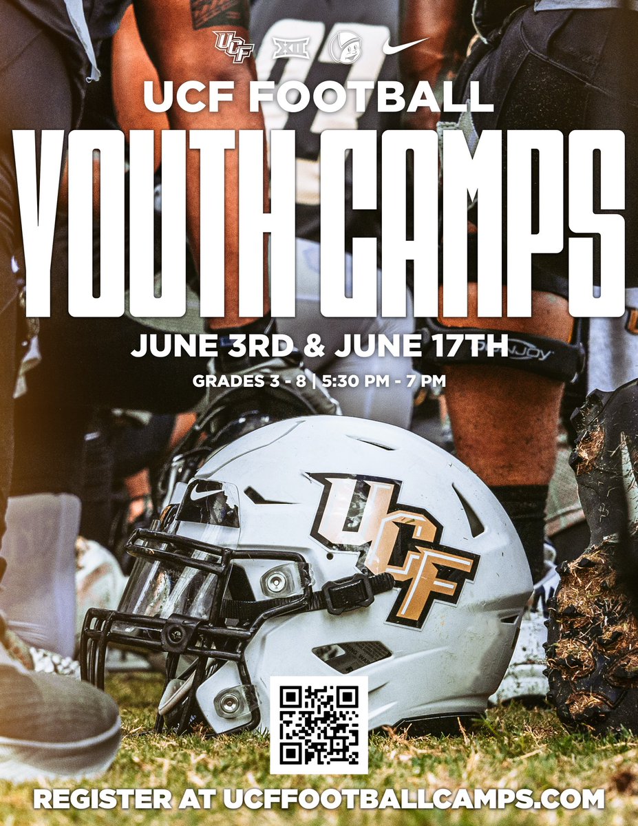 Knight family @UCF_Football is doing a YOUTH football camp this year. We have two dates June 3rd & 17th. Please sign your kid up this will fill up quick! ⚔️ #GKCO ucffootballcamps.com