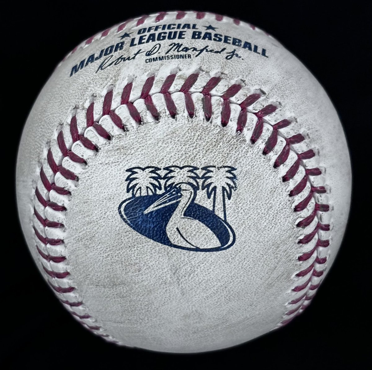 LeaguesBaseball's tweet image. The Rays have a City Connect logo ball. It features palms and a pelican with the burst logo on the eye. The palms are a nod to Perry Harvey Sr. Park in Tampa, a famous skate park. The pelican is on the St Pete flag. 

#Baseball #Baseballs #GameUsed #MLB #CityConnect #RaysUp