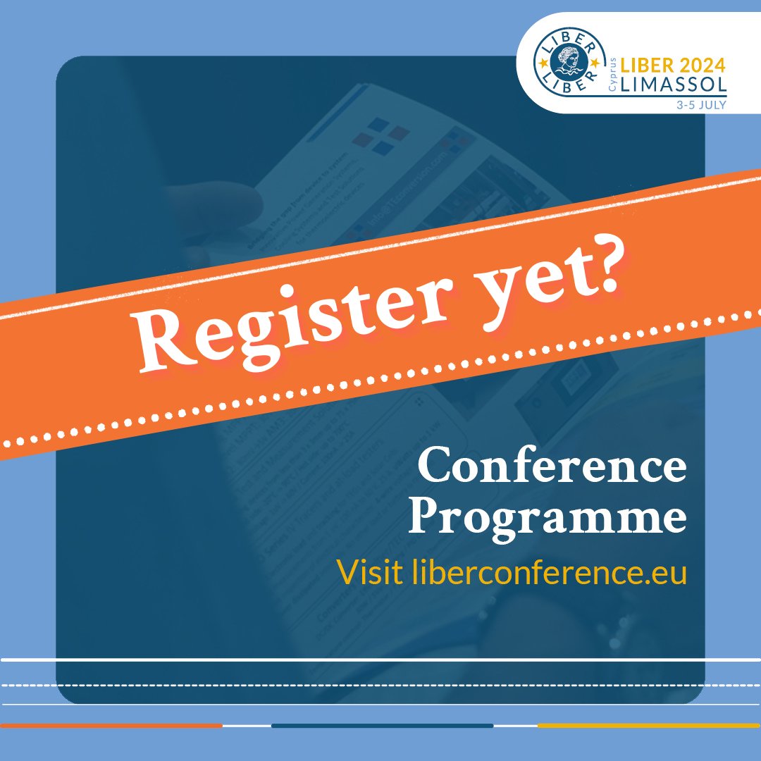 ⏱️ Did you register for the #LIBER2024 Annual Conference yet? Our preliminary programme is now available. Have a look and don't forget to check out this year’s keynote speakers! Book your spot now! ow.ly/59s050RytjE