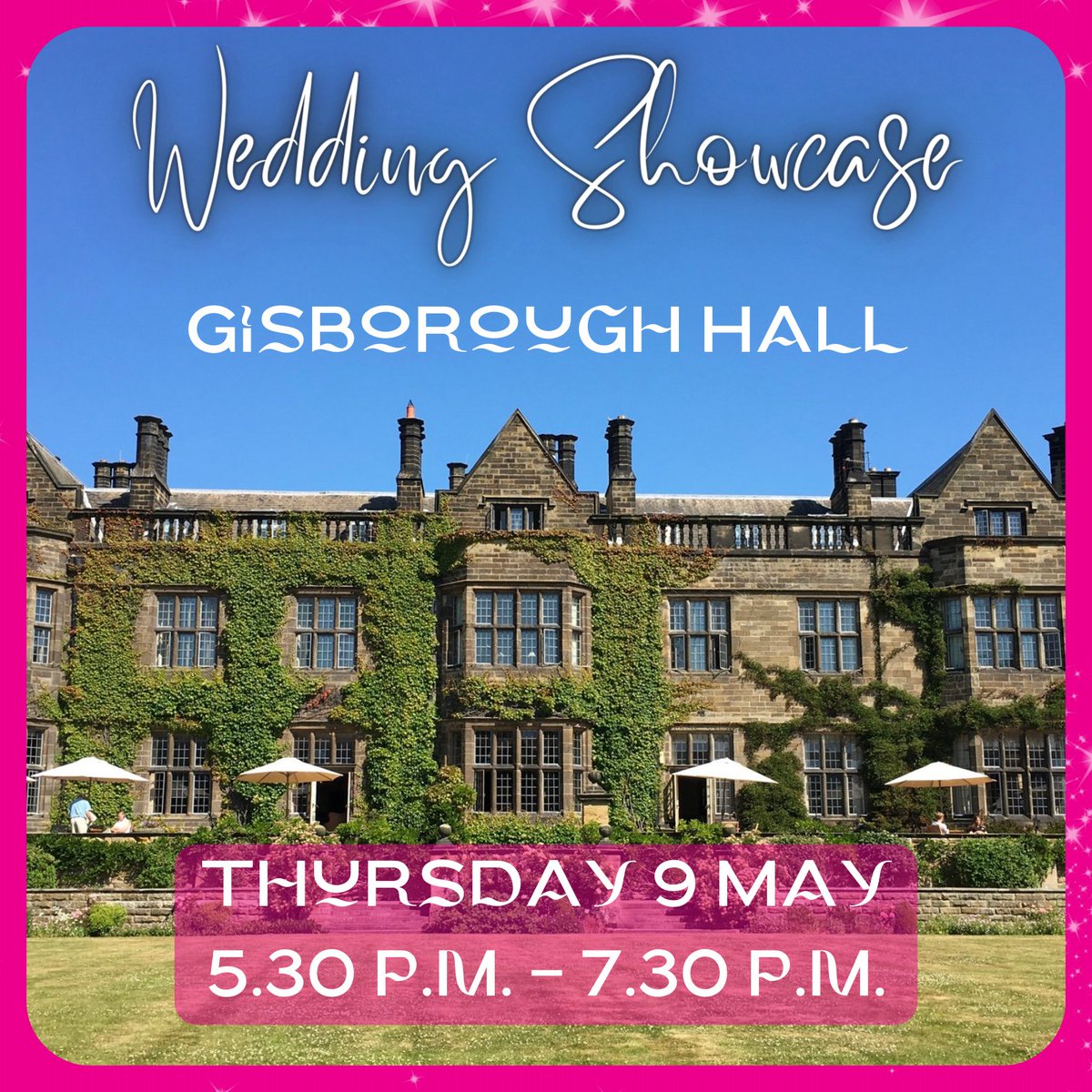🎉 Join us at @GisboroughHall's Wedding Showcase tomorrow, 9th May from 5:30-7:30pm and chat with our amazing entertainment team! 💍 💃 Get ready for an evening of fun and wedding inspiration! 🤩 #WeddingShowcase #WeddingGoals #EntertainmentTeam #JoinTheFun #SayIDo #SaveTheDate