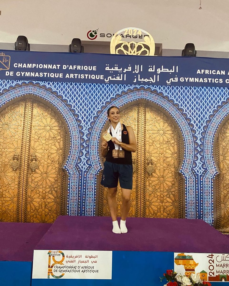 Turnzentrum Köln celebrating 🇲🇦 Salina Bousmayo's success at African Championships.  She won 🥇 beam, 🥉all around, team, and floor.  Bousmayo completes for Köln in Bundesliga