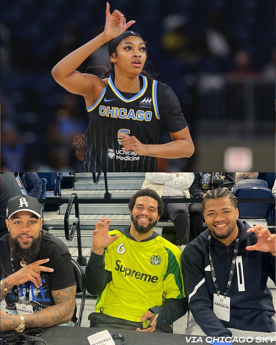 Game recognizing game! 💯 Keenan Allen, Caleb Williams and Rome Odunze showed up to support @Reese10Angel and the @chicagosky!