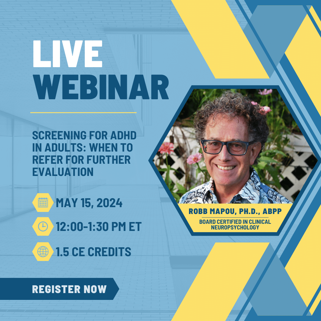 Don't miss out on our upcoming webinar!👨‍💻 Join us on May 15th for 'Screening for ADHD in Adults: When to Refer for Further Evaluation' presented by Dr. Robb Mapou, ABPP. Gain insights into key screening measures & diagnostic considerations. Register now! nanonline.org/nan/Education_…