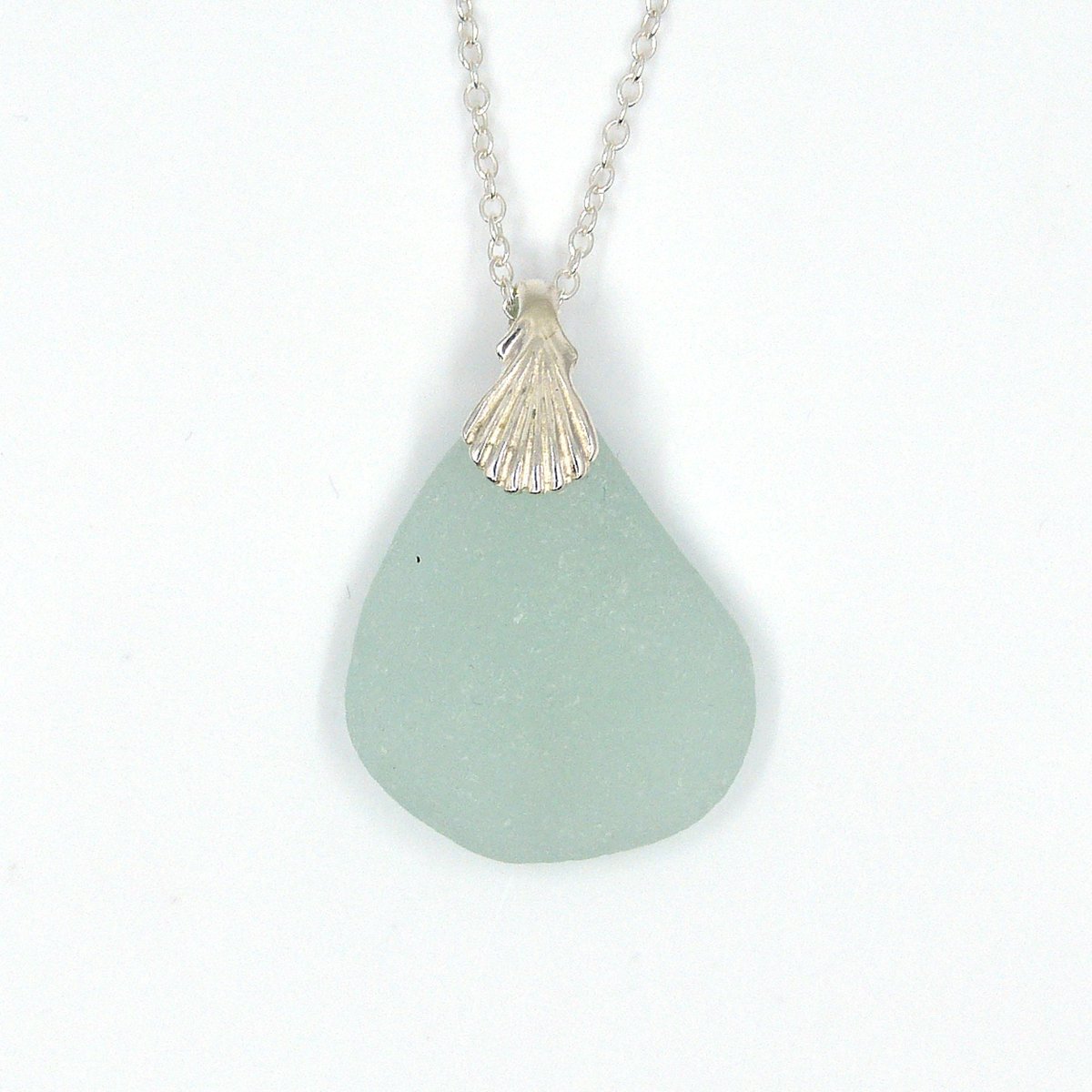 Seafoam Sea Glass Pendant Necklace, Pale Blue Beach Glass, Boho Jewelry, Northumberland tuppu.net/af148aba #womaninbizhour #HandmadeHour #UKGiftAM #UKGiftHour #elevenseshour #shopindie #craftbizparty #MHHSBD #thestrandline #EarlyBiz