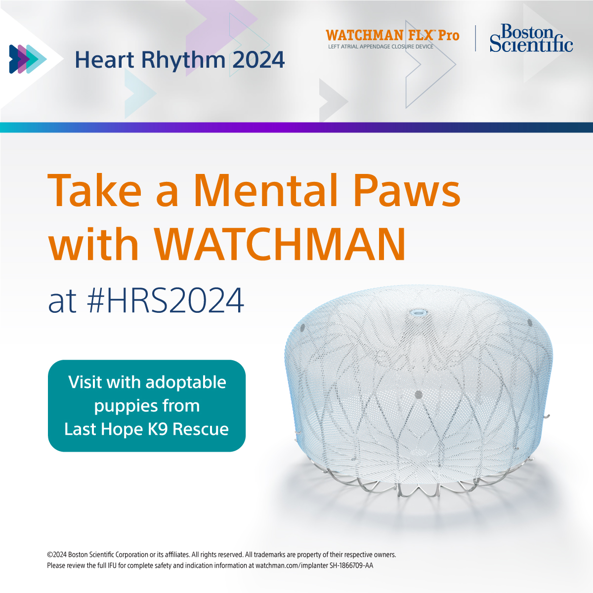 Enjoy a Mental Paws & meet our adoptable friends from @lasthopek9. Don’t forget to upload your selfies & tag @BSCCardiology #HRS2024