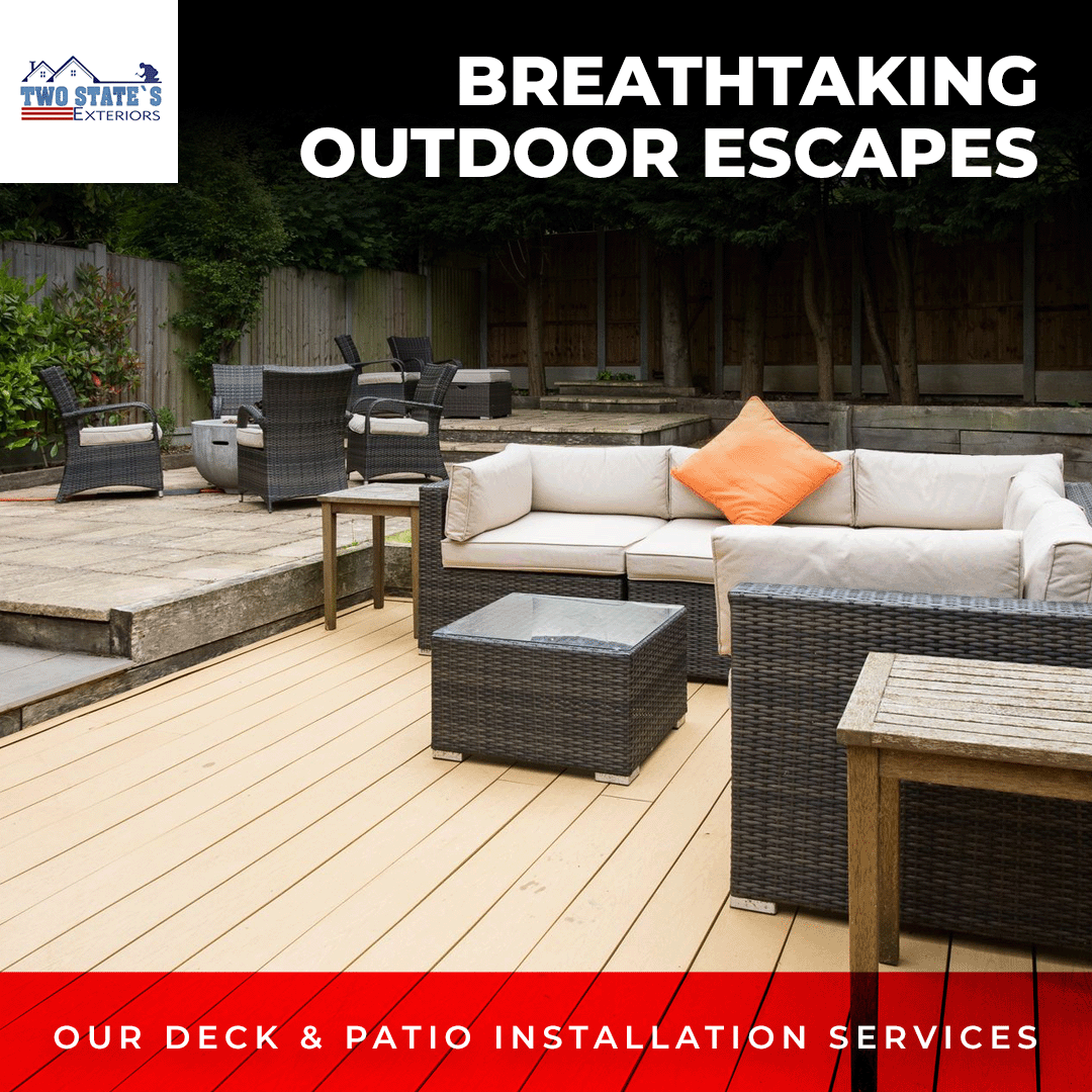 Imagine stepping out your door and entering a personal sanctuary. We create custom designs that reflect your unique style and desires. Contact us today and get that new deck you have always wanted!
#DeckInstallation #PatioDesign #OutdoorLiving #CustomBuild #TwoStatesExteriors