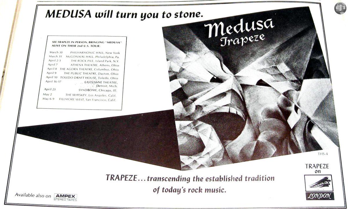 #WayBackWednesday 🇺🇸 Spring 1971 TRAPEZE 'Medusa' & Tour promo ad 🇺🇸 #GlennHughes #TRAPEZE #Medusa @glenn_hughes