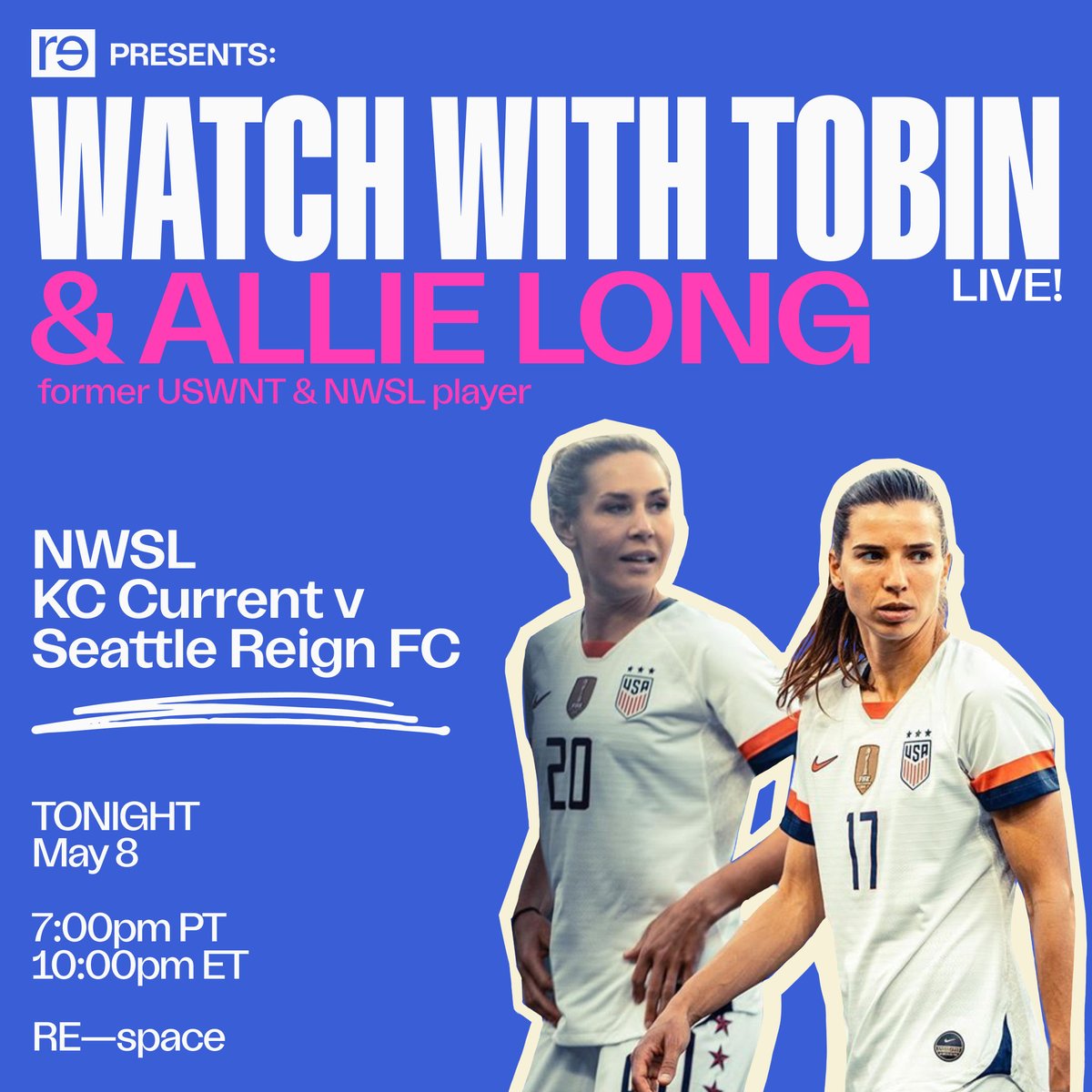 🚨TONIGHT🚨 we’re not just watching with @TobinHeath, we’re watching with @ALLIE_LONG too! 👏 you won’t want to miss out on watching with two pros⚽ Join us over in Membership: re-imagine.visitlink.me/b-rWAn