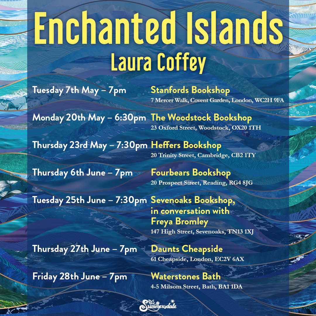 Come along to these exciting events to hear author @Laura__Coffey discuss her mesmerizing debut, Enchanted Islands, and get your hands on a signed copy!  #enchantedislands #travel #odyssey #memoir #books #bookshop #bookevent #booktour #greekmythology #summersdalepublishers