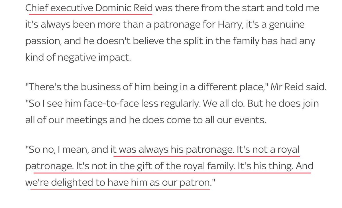 The Invictus Games are setting the record straight for the confused royalists in the back👏🏽 “….It was always it was always [Harry’s] patronage. It's not a royal patronage. It's not in the gift of the royal family. It's his thing. And we're delighted to have him as our patron.”