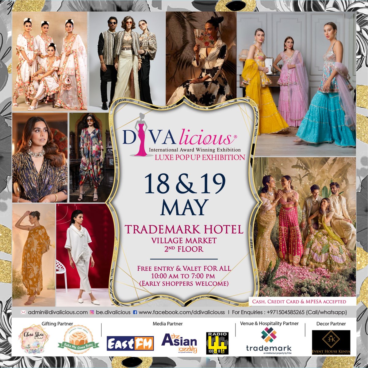 EastFMKenya's tweet image. Searching for Indian fashion for your wedding or special occasions? Look no further! Divalicious is hosting an Indian wear exhibition on May 18th and 19th, 2024, at Trademark Hotel, Village Market, 2nd floor. Entry is free. Don’t miss out!

#EastFmKenya #EastFm #Divalicious