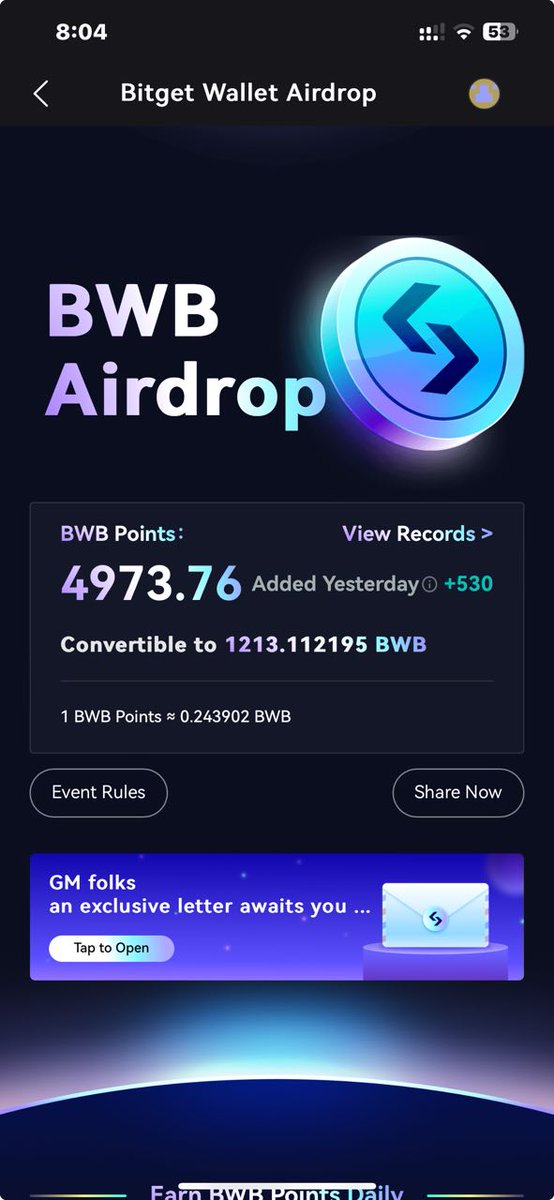 What you think about the distribution of bwb points to tokens. And what is the price prediction for the token.
@BitgetWallet @scryptoguy @BitlayerLabs @Galxe #BWBPoints #BitgetWallet #airdop #cryptoairdrop