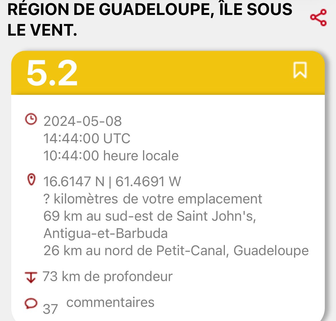#Séisme🔴🔴🔴
Magnitude 5,2 selon #LastQuake
@guadeloupela1e