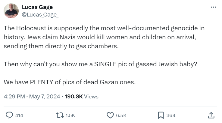 There's an overwhelming body of evidence about the Holocaust, including Nazi gas chambers and extermination camps, that anyone can easily access. But far-right influencers like Angelo John Gage don't care about evidence. No amount of evidence will ever convince them.