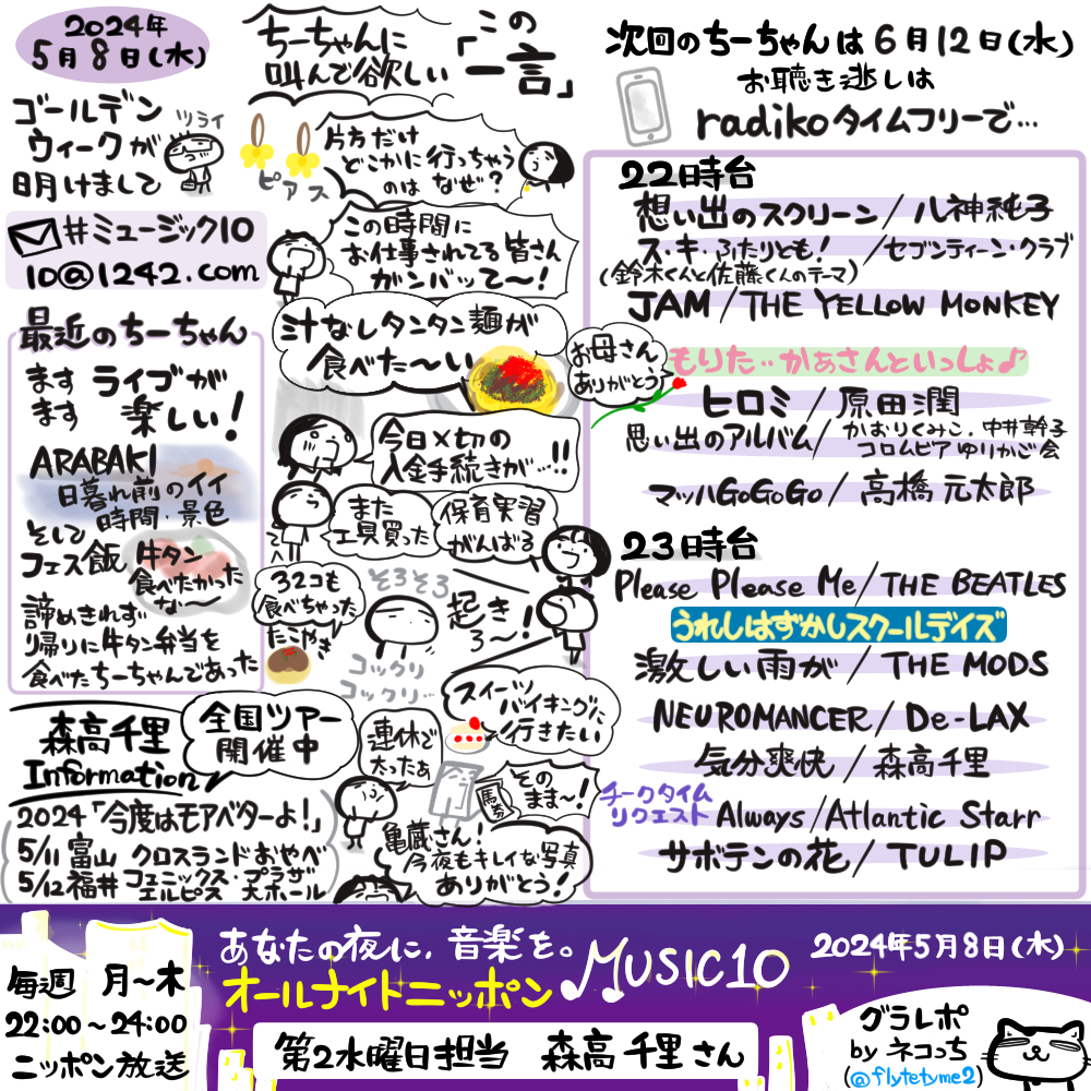 『オールナイトニッポンMUSIC10』(2024年5月8日O.A) 
#ニッポン放送 #森高千里 #ミュージック10